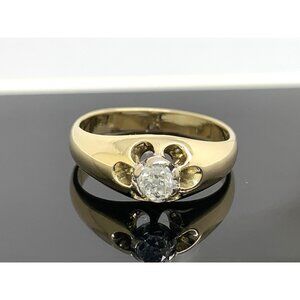 14k Yellow Gold Diamond Ring 0.35CT Old Miner Vintage Estate Jewelry Size 7.75